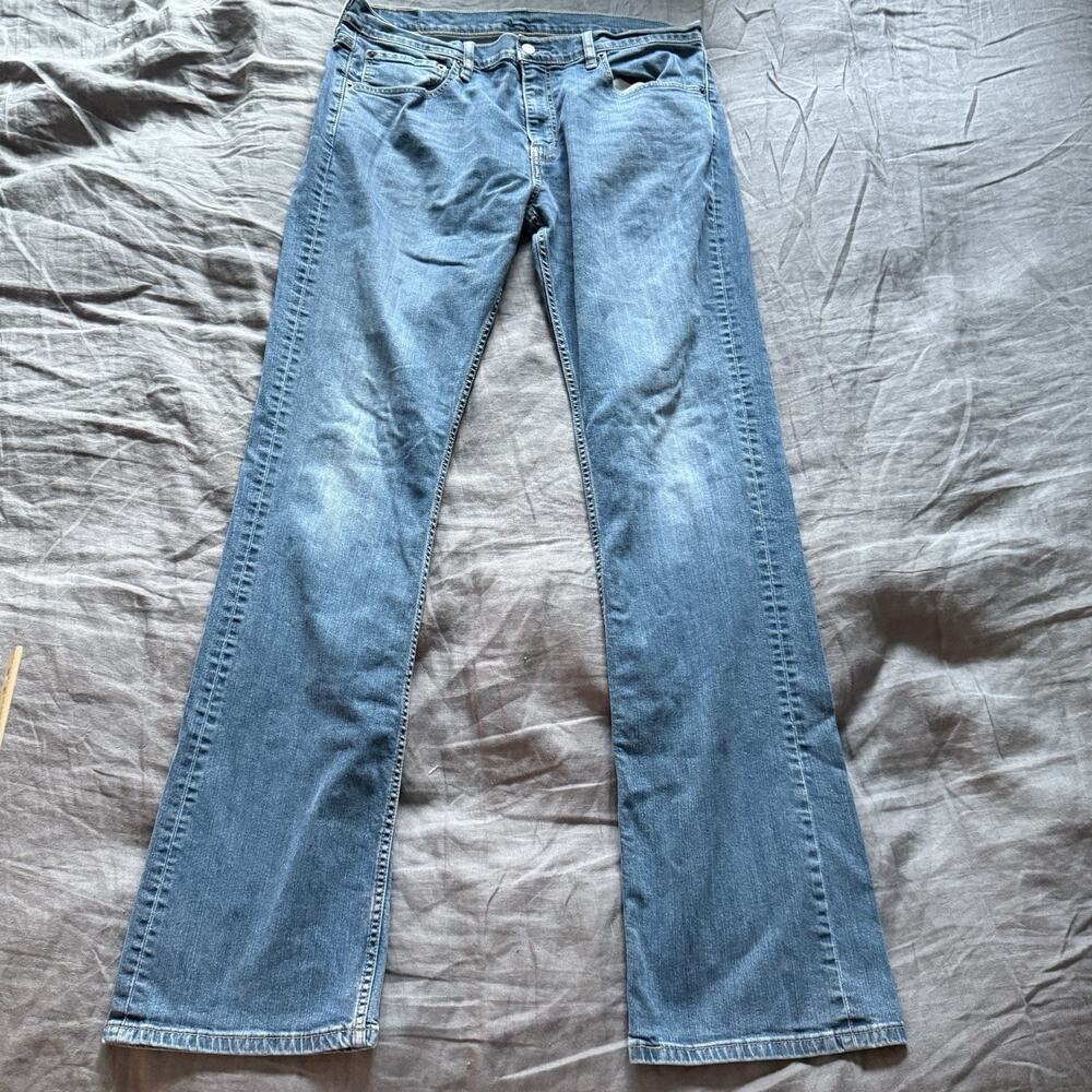 Levi's Men's 527 Bootcut Jeans Stretch Light Wash Fading 35x34 Blank Red Tab